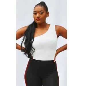 One shoulder body suit